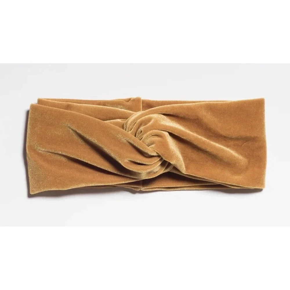 I'M WITH THE BAND Velvet Turban Headband Golden Mustard NWT Knot Boho Indie Luxe